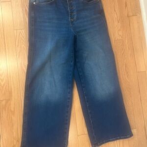 Jjill wide leg button fly crop jeans